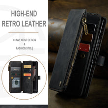 Carregar imagem no visualizador da galeria, Leather Samsung Galaxy Z Fold4 5G Wallet Case With Lanyard Strap Wristlet Zipper Card Holder Case
