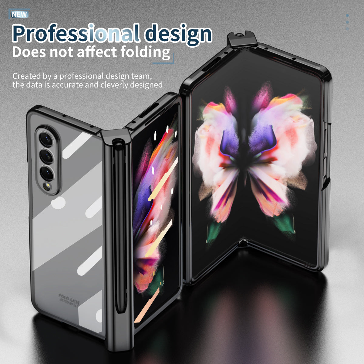 S Pen Fold Edition Case for Samsung Galaxy Z Fold 2 Z Fold 3 Pencil Slot Electroplating Clear Back Cover with Tempered Glass