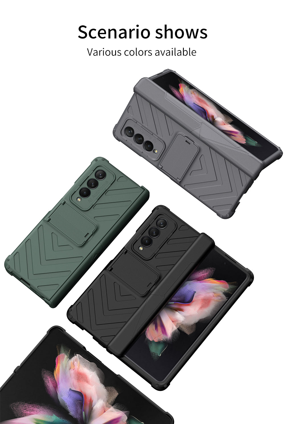 Heavy duty Armor Magnetic Hinge Cover For Samsung Galaxy Z Fold 3 5G Case Anti-knock Stand Cover For Galaxy Z Fold 3 Funda