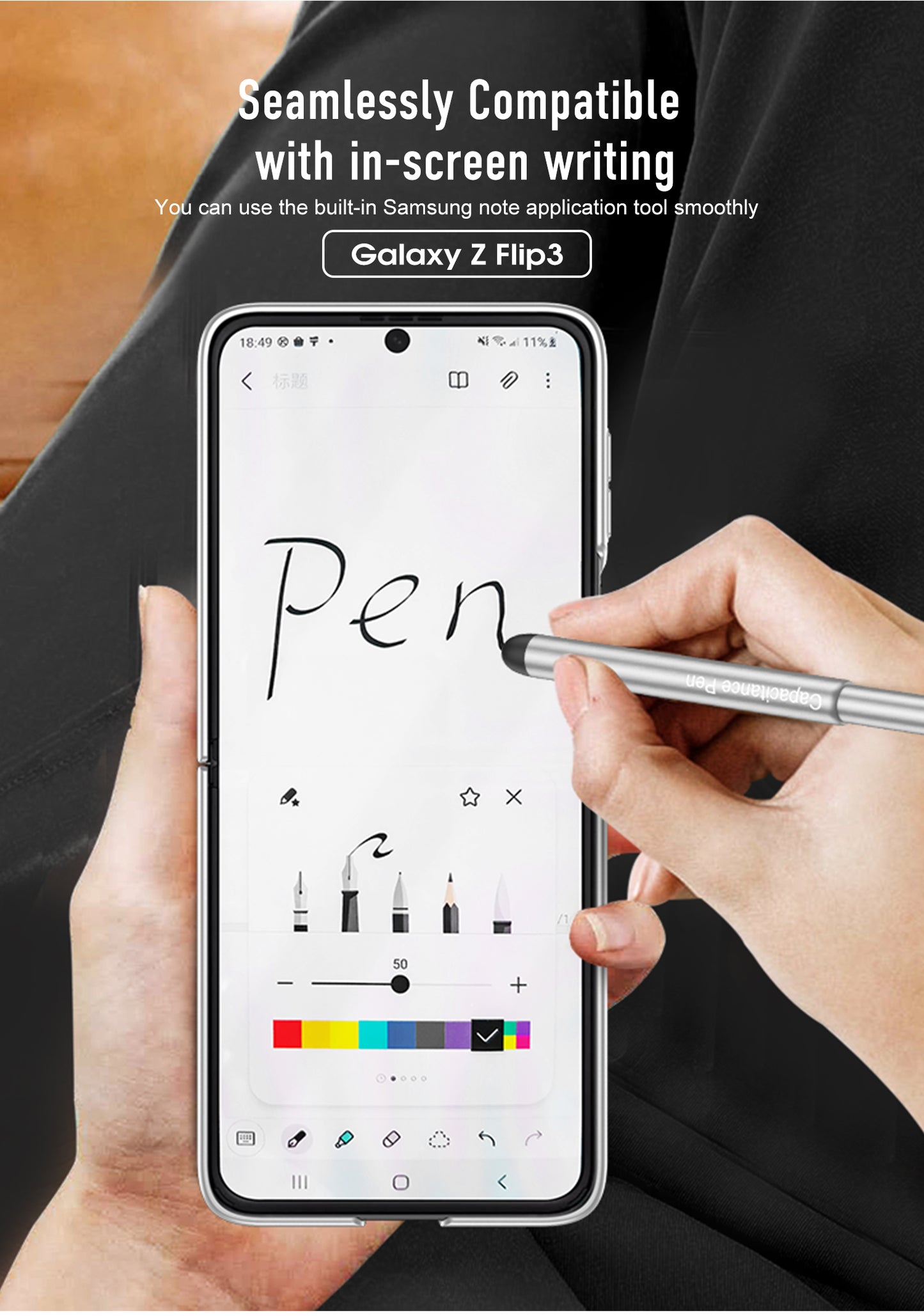 Ultra-thin With Capacitive Pen Plastic Case For Samsung Galaxy Z Flip 3 5G Screen Protector Hard Cover For Galaxy Flip3 Case