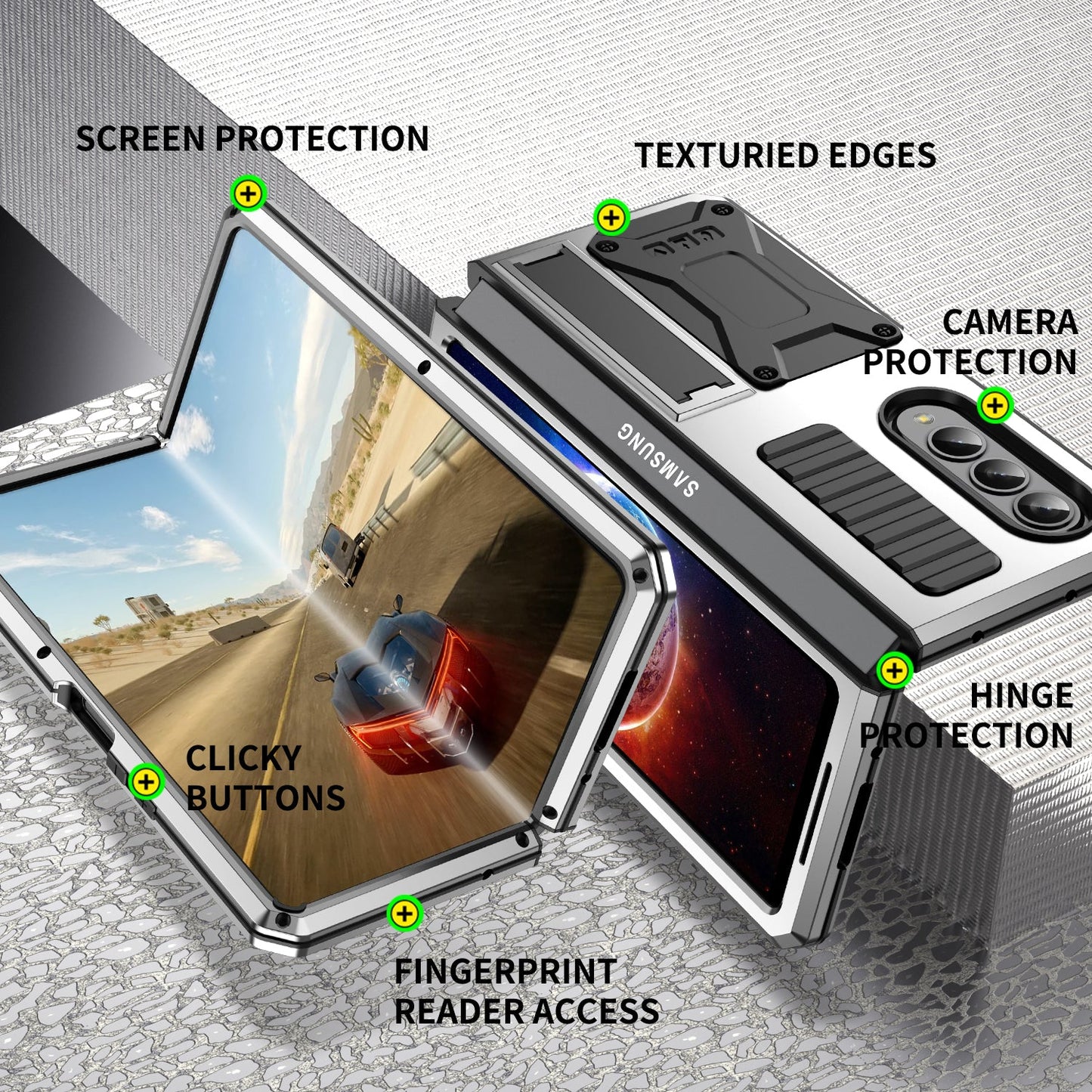 Samsung Galaxy Z Fold4 5G Case Aluminum Alloy Metal Heavy Duty Protection Stand Back Cover for Samsung Z Fold4 Capa