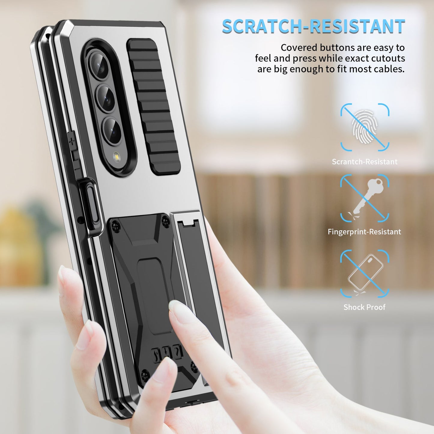 Samsung Galaxy Z Fold4 5G Case Aluminum Alloy Metal Heavy Duty Protection Stand Back Cover for Samsung Z Fold4 Capa