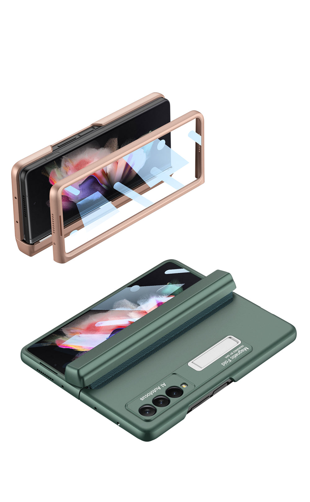 Magnetic All-included Pen Case For Galaxy Z Fold 3 Case Back Screen Glass Holder Cover For Samsung Galaxy Z Fold3