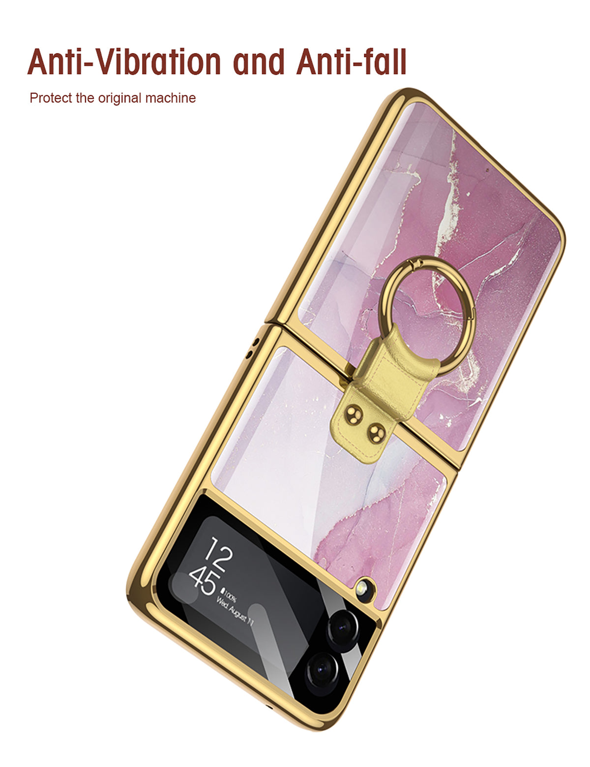 Painted Tempered Glass Ring Stand Cover For Samsung Galaxy Z Flip Fold 3 2 Case Plating Frame For Galaxy Z Flip3 Fold3 CASE