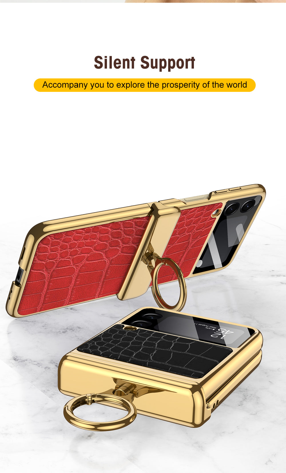 Magnetic Hinge Leather Texture Cover For Samsung Galaxy Z Flip 3 Case Back Screen Glass Plating Hard For Galaxy Z Flip3 Case
