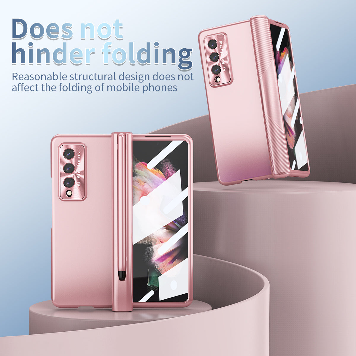 Pen Holder Luxury Full Protection Case for Samsung Galaxy Z Fold4 5G Fold3 with Tempered Glass Film