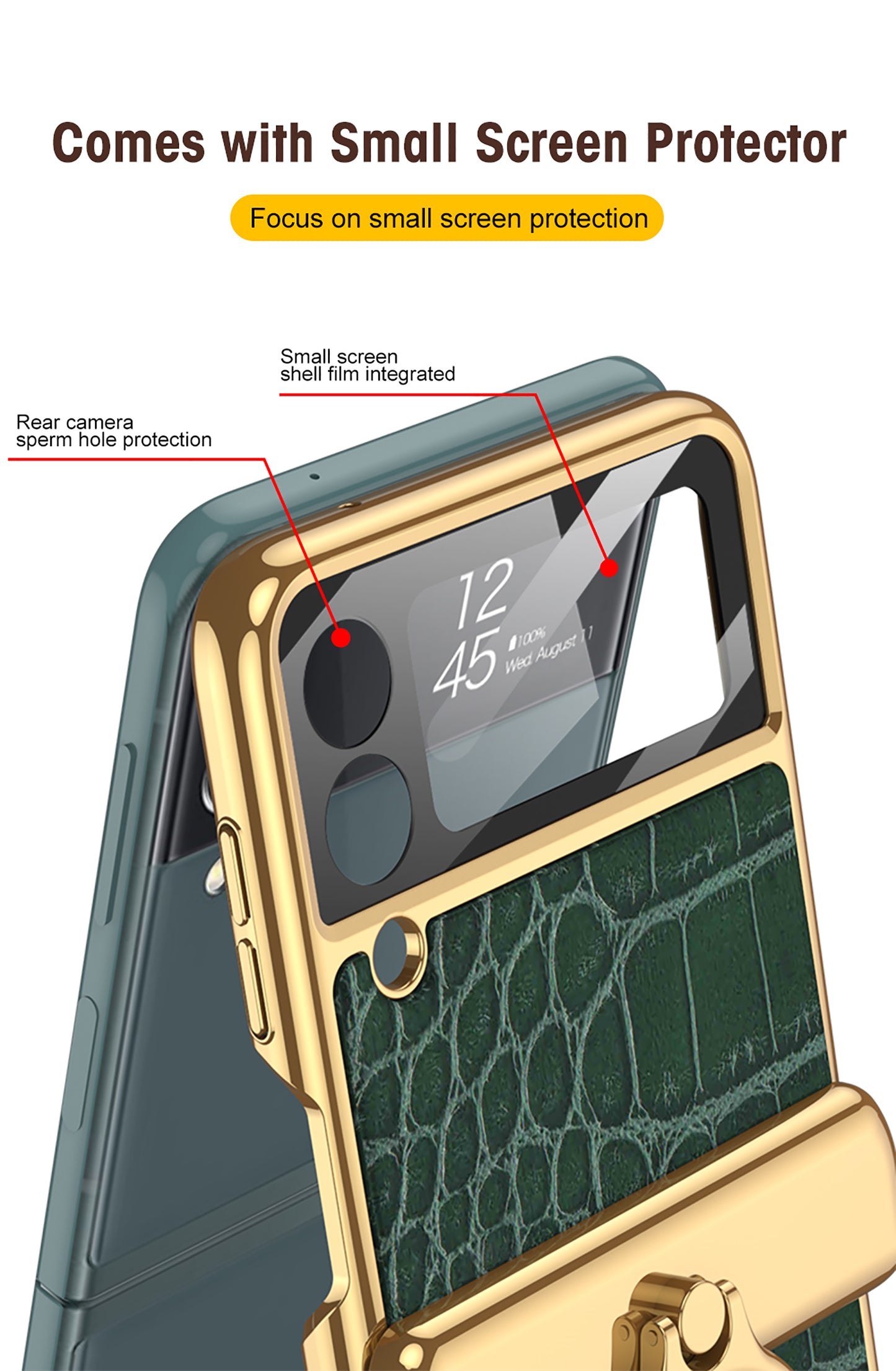 Magnetic Hinge Leather Texture Cover For Samsung Galaxy Z Flip 3 Case Back Screen Glass Plating Hard For Galaxy Z Flip3 Case