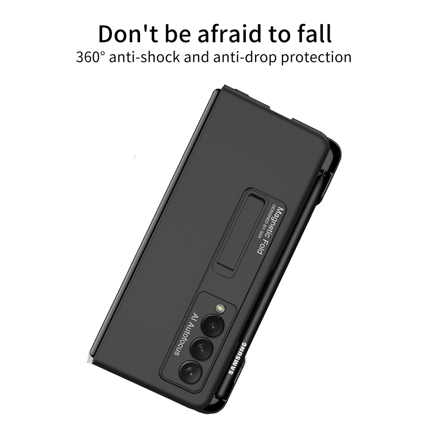 Ultra-thin Magnetic Stand Case For Samsung Galaxy Z Fold 3 5G With Edge Pen Slot Hard Phone Cover For Samsung Z Fold 3 Case