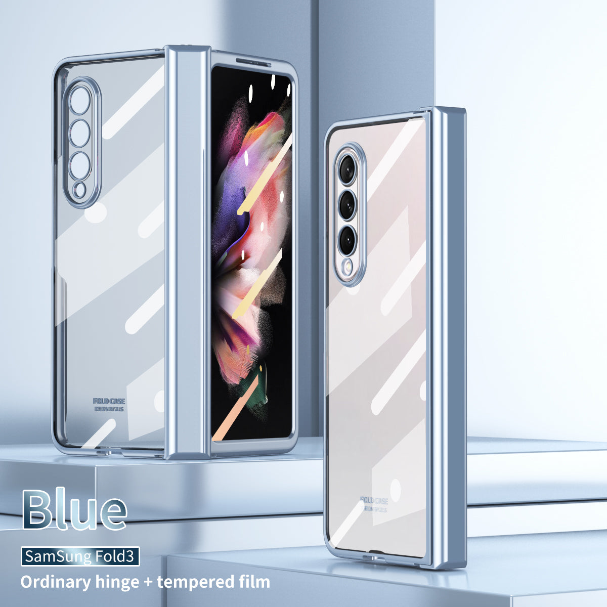 S Pen Fold Edition Case for Samsung Galaxy Z Fold 2 Z Fold 3 Pencil Slot Electroplating Clear Back Cover with Tempered Glass