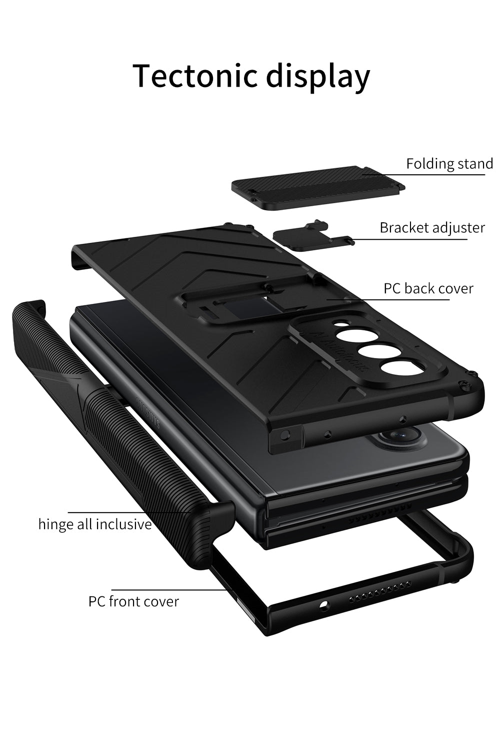 Heavy duty Armor Magnetic Hinge Cover For Samsung Galaxy Z Fold 3 5G Case Anti-knock Stand Cover For Galaxy Z Fold 3 Funda