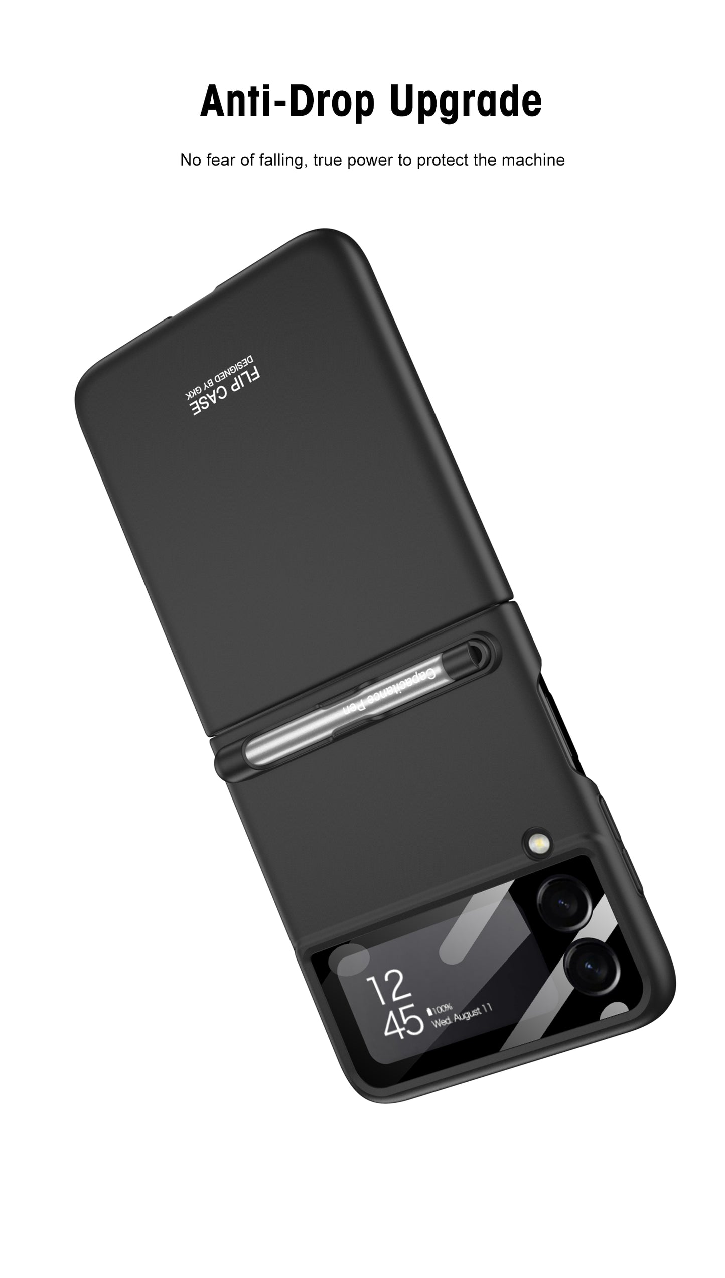 Ultra-thin With Capacitive Pen Plastic Case For Samsung Galaxy Z Flip 3 5G Screen Protector Hard Cover For Galaxy Flip3 Case
