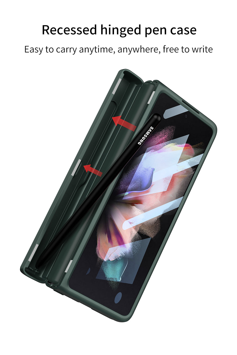 Magnetic All-included Pen Case For Galaxy Z Fold 3 Case Back Screen Glass Holder Cover For Samsung Galaxy Z Fold3