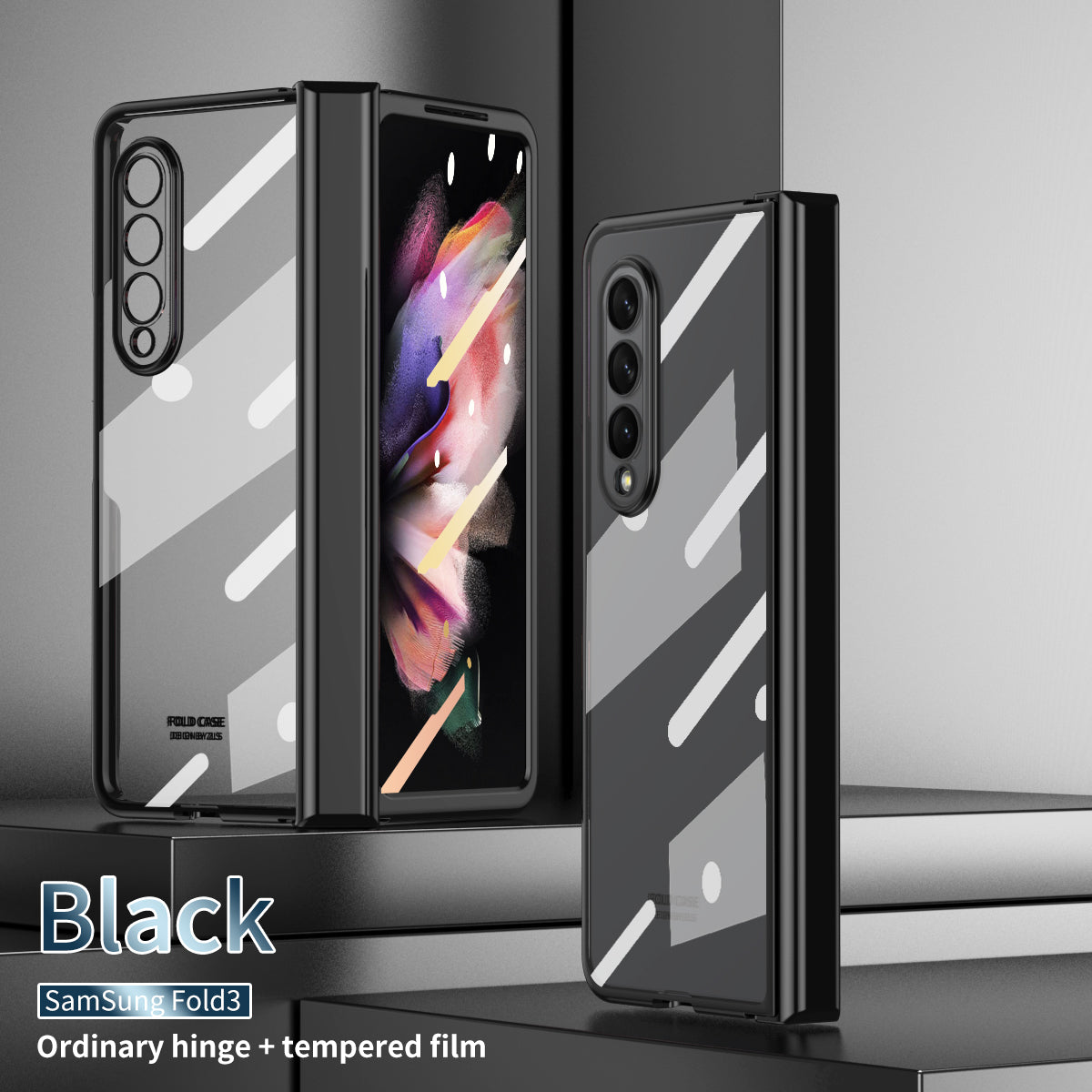S Pen Fold Edition Case for Samsung Galaxy Z Fold 2 Z Fold 3 Pencil Slot Electroplating Clear Back Cover with Tempered Glass