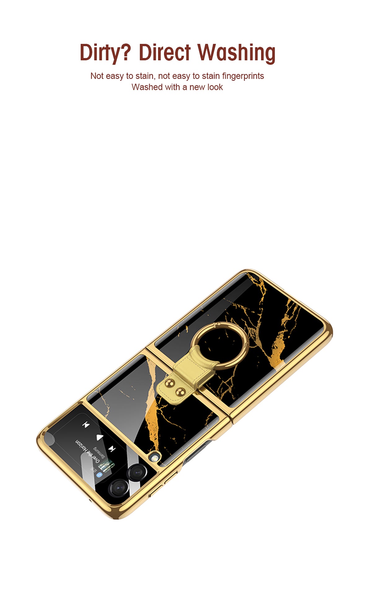 Painted Tempered Glass Ring Stand Cover For Samsung Galaxy Z Flip Fold 3 2 Case Plating Frame For Galaxy Z Flip3 Fold3 CASE