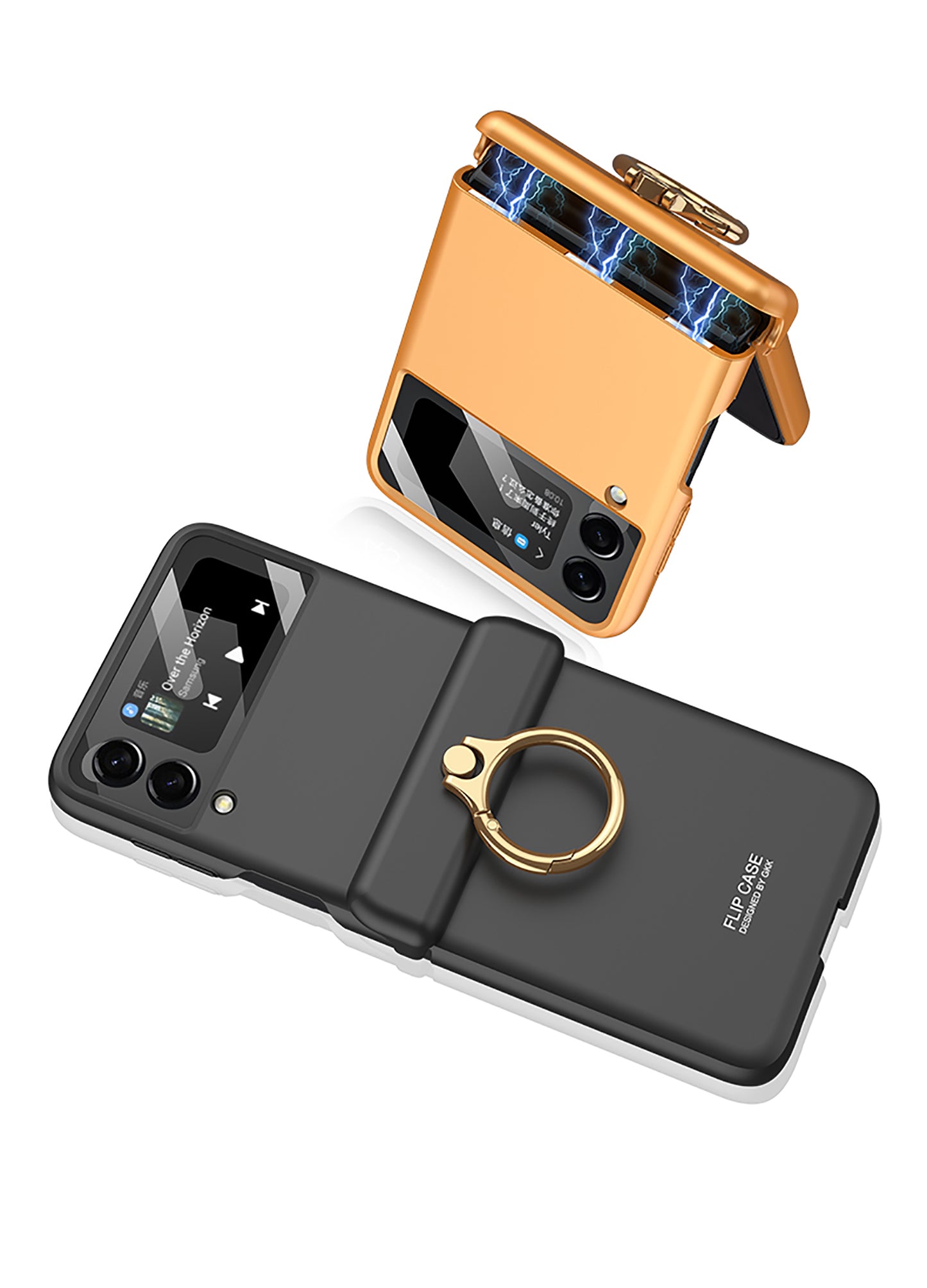 Magnetic hinges All-included Case For Samsung Galaxy Z Flip 3 5G Back Screen Glass Plastic Hard Cover For Samsung Flip3 Case