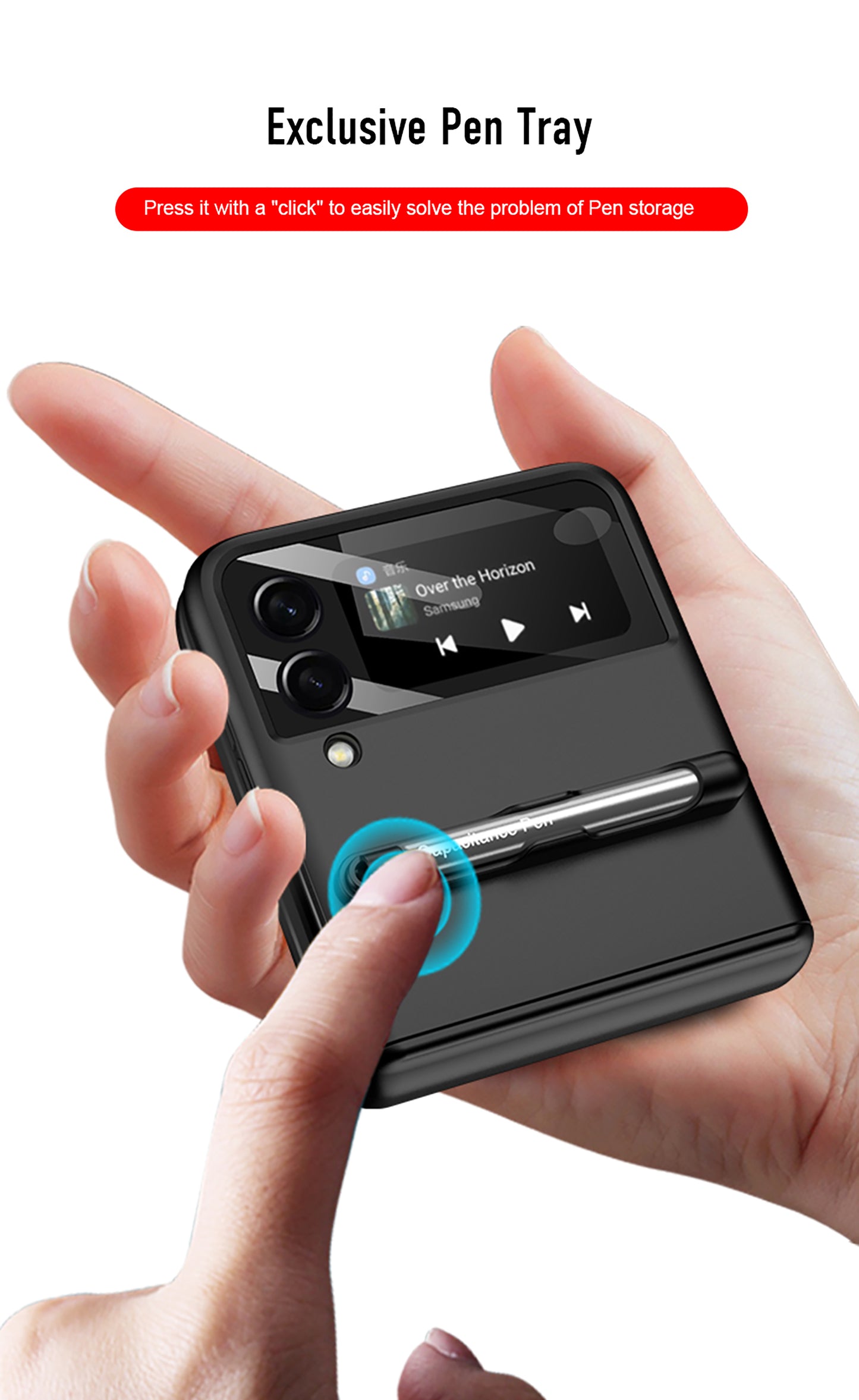 Magnetic hinge Slim Case For Samsung Galaxy Z Flip 3 5G With Capacitive Pen Slot Plastic Phone Cover For Galaxy Z Flip3 Case