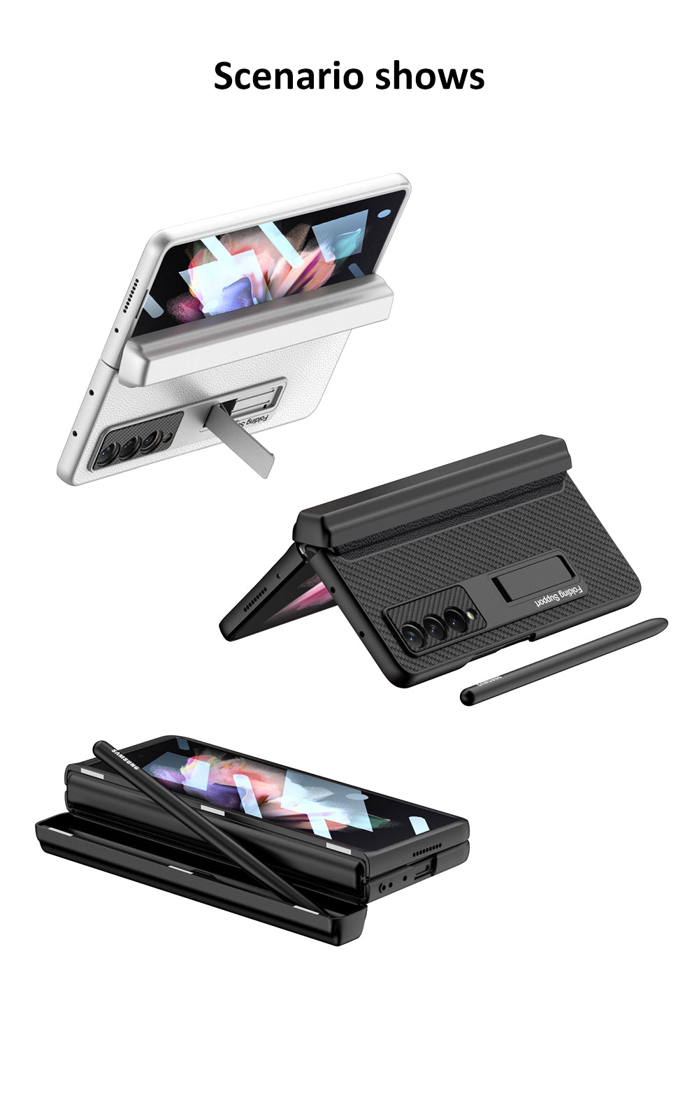 Magnetic Leather Screen Glass All-included Cover For Samsung Galaxy Z Fold 3 Pen Case Holder Phone Case For Galaxy Z Fold3