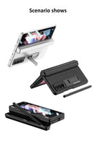 Cargar imagen en el visor de la galería, Magnetic Leather Screen Glass All-included Cover For Samsung Galaxy Z Fold 3 Pen Case Holder Phone Case For Galaxy Z Fold3
