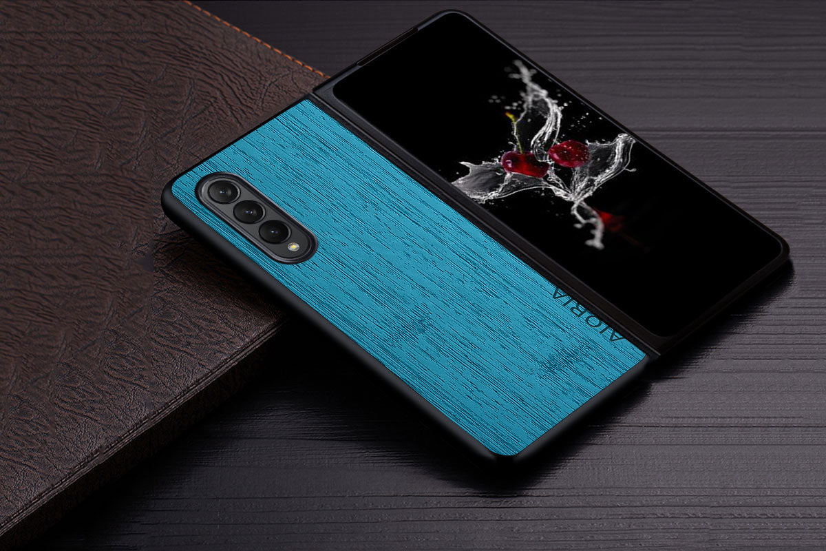 Samsung Galaxy Z Fold 3 4 5G Z Fold3 Funda Bamboo Wood Pattern Leather Cover Luxury Coque For Galaxy z Fold4 5G Case