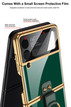 Cargar imagen en el visor de la galería, Tempered Glass Ring Case For Samsung Galaxy Z Flip 3 5G Luxury Back Screen Glass Plating Phone Cover For Galaxy Z Flip3 Case
