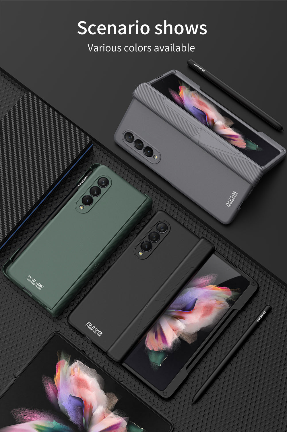 Samsung Galaxy Z Fold 3 5G Cover Magnetic Hinge Side Pen Slot Protection Plastic Case For Galaxy Z Fold3