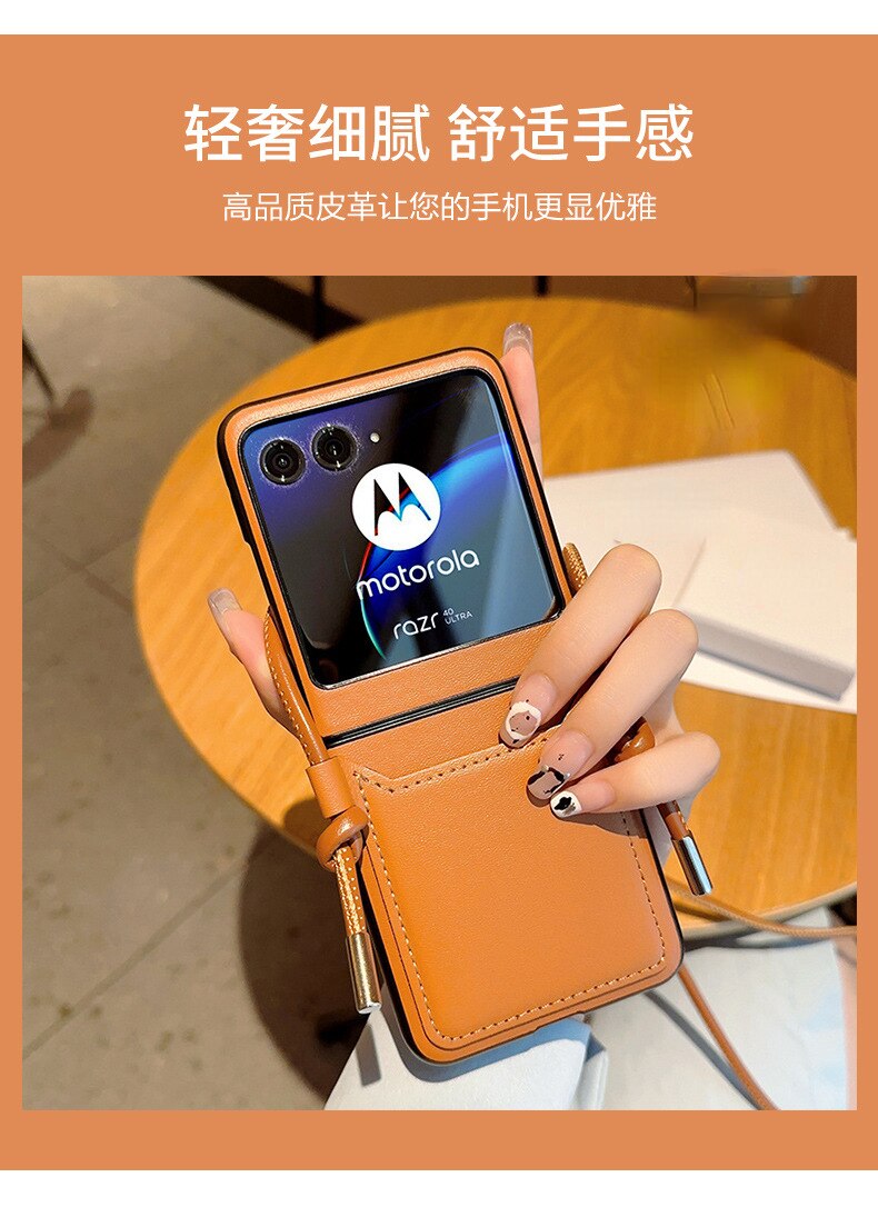 Luxury Simple Business Crossbody Lanyard Card Holder Phone Case For Motorola Razr 40