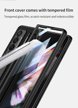 Charger l&#39;image dans la galerie, Luxury Leather All-included Protection Cover For Samsung Galaxy Z Fold 3 Case Pen Holder Stander Plastic For Galaxy Z Fold3
