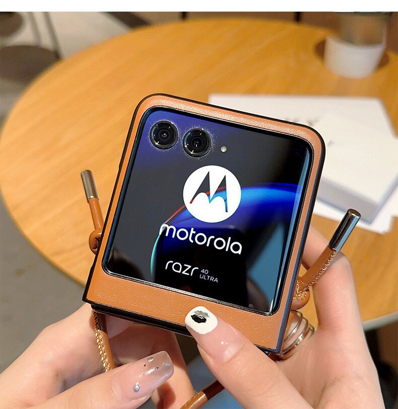 Luxury Simple Business Crossbody Lanyard Card Holder Phone Case For Motorola Razr 40