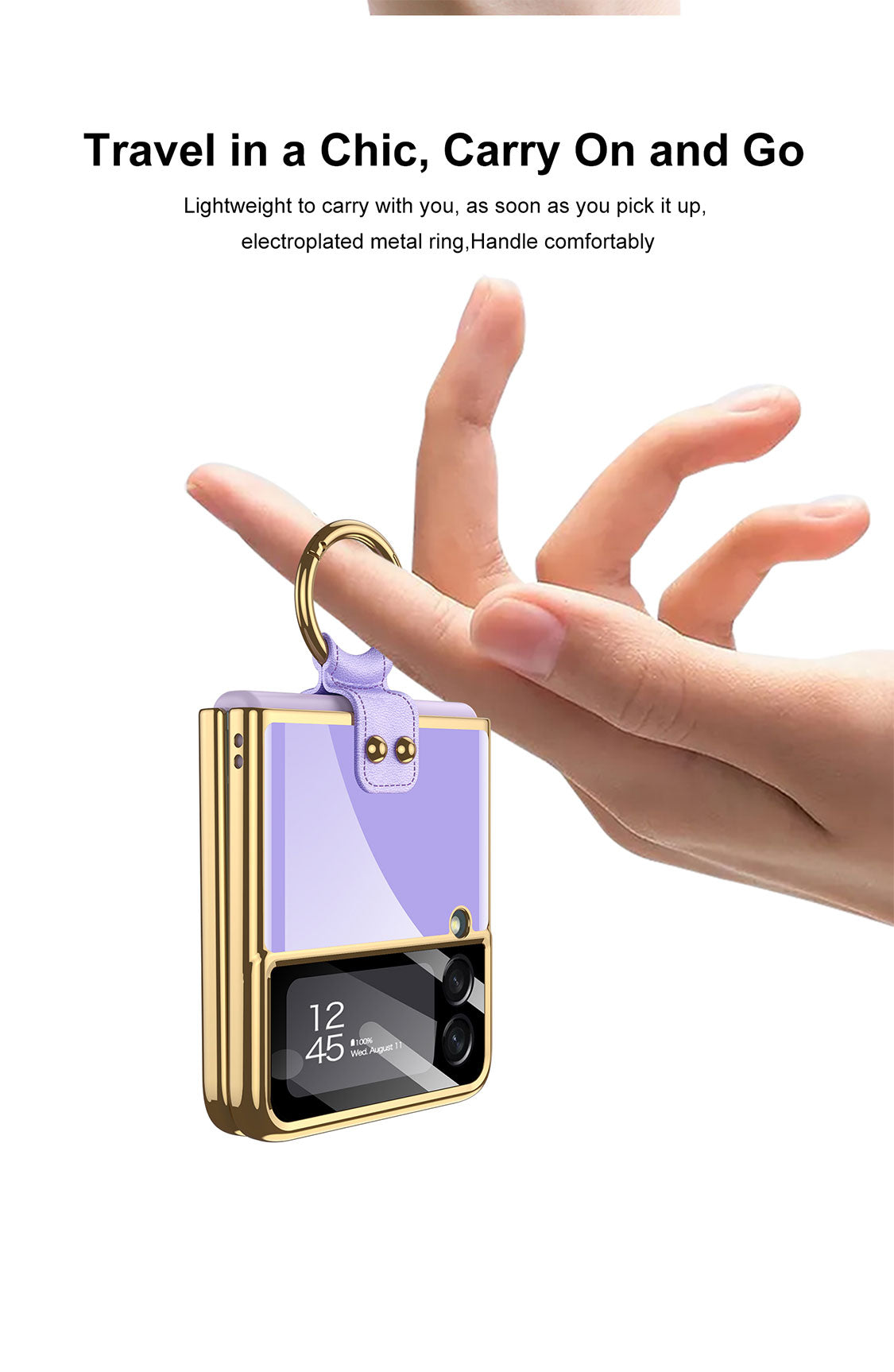 Tempered Glass Ring Case For Samsung Galaxy Z Flip 3 5G Luxury Back Screen Glass Plating Phone Cover For Galaxy Z Flip3 Case