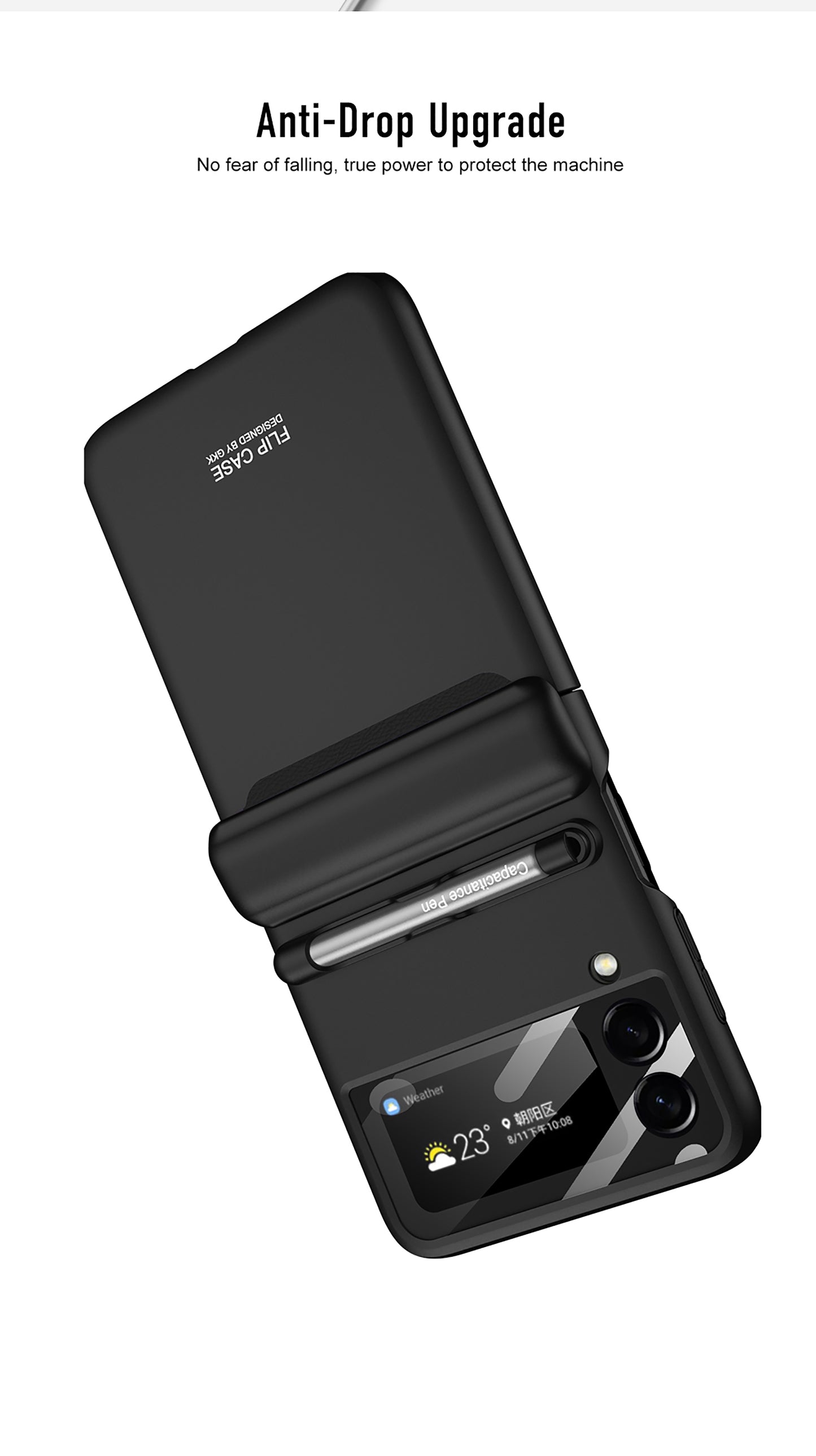 Magnetic hinge Slim Case For Samsung Galaxy Z Flip 3 5G With Capacitive Pen Slot Plastic Phone Cover For Galaxy Z Flip3 Case