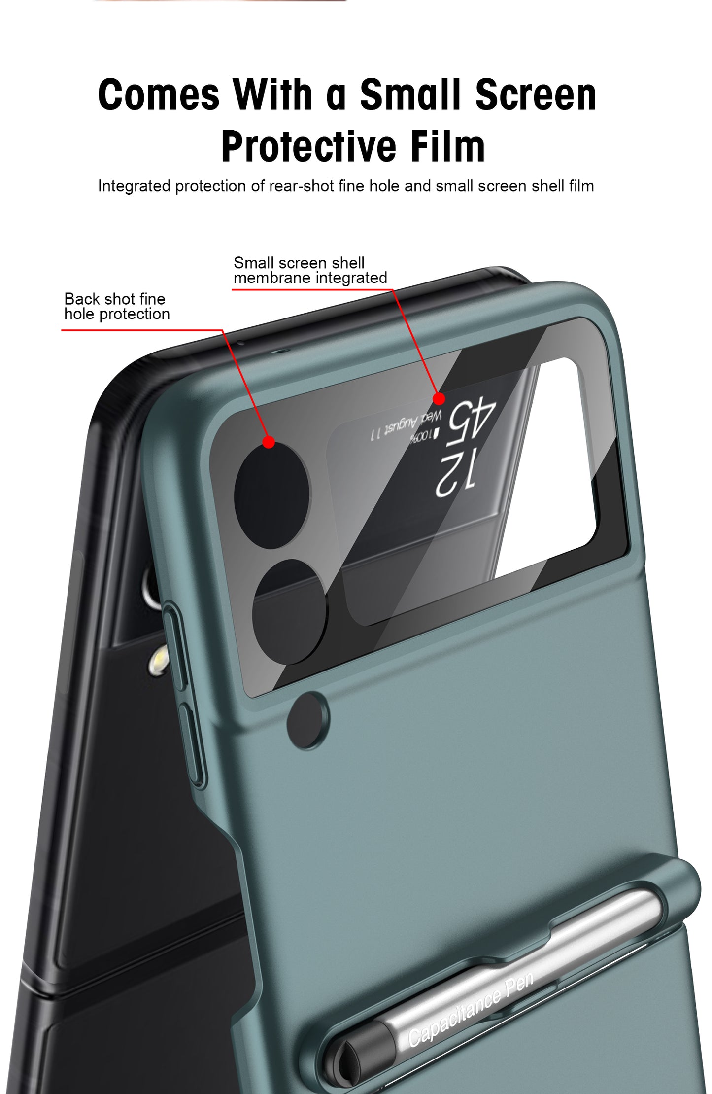 Ultra-thin With Capacitive Pen Plastic Case For Samsung Galaxy Z Flip 3 5G Screen Protector Hard Cover For Galaxy Flip3 Case