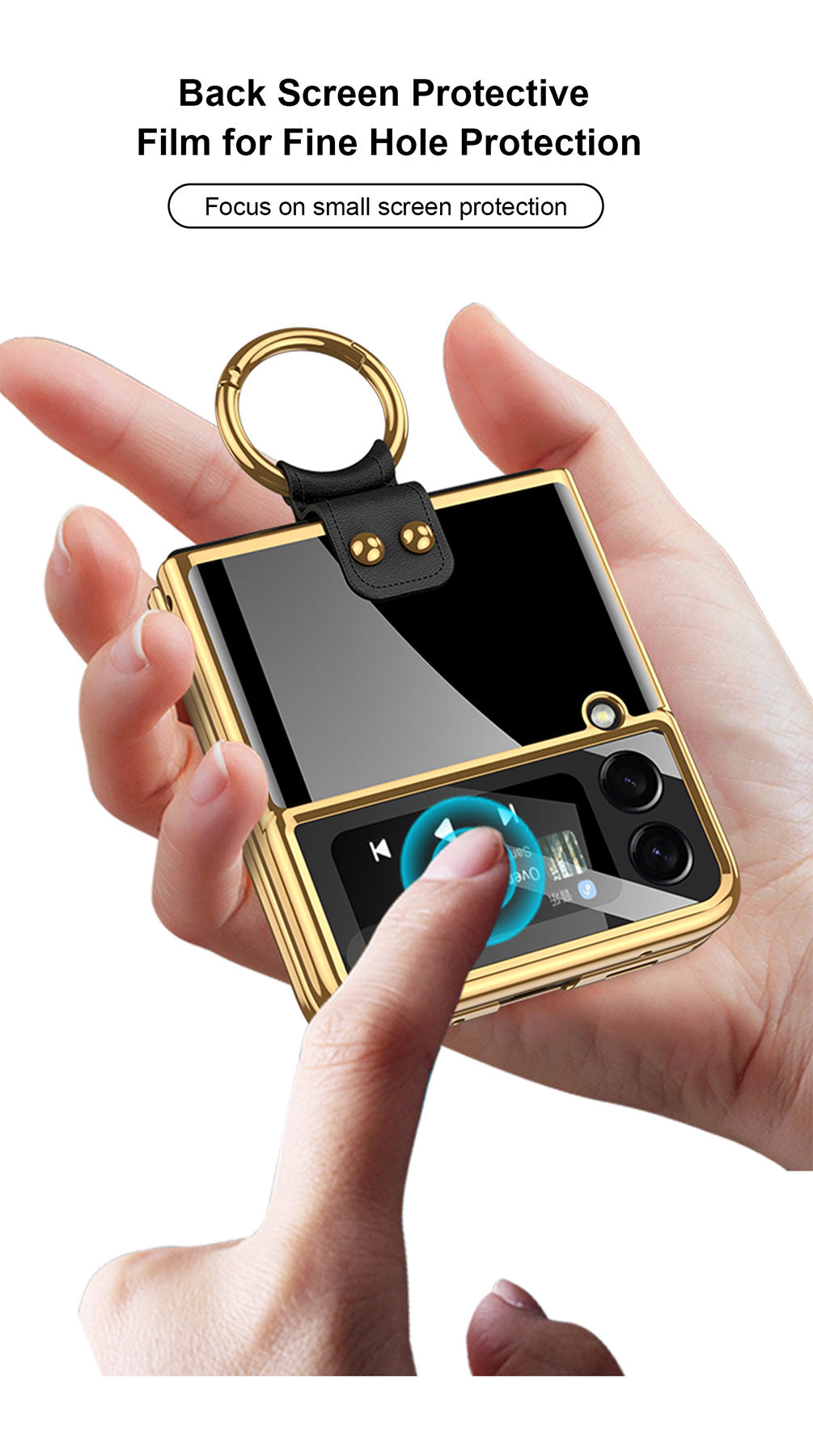 Tempered Glass Ring Case For Samsung Galaxy Z Flip 3 5G Luxury Back Screen Glass Plating Phone Cover For Galaxy Z Flip3 Case