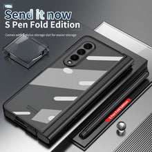 Load image into Gallery viewer, S Pen Fold Edition Case for Samsung Galaxy Z Fold 2 Z Fold 3 Pencil Slot Electroplating Clear Back Cover with Tempered Glass
