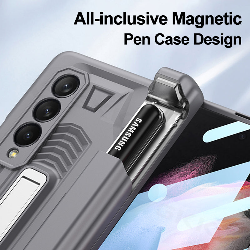 Magnetic Screen Glass Holder Cover For Samsung Galaxy Z Fold 3 All-included Slide Pen Case Plastic For Galaxy Z Fold3 Cover
