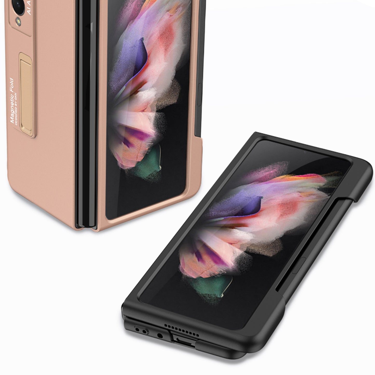 Ultra-thin Magnetic Stand Case For Samsung Galaxy Z Fold 3 5G With Edge Pen Slot Hard Phone Cover For Samsung Z Fold 3 Case