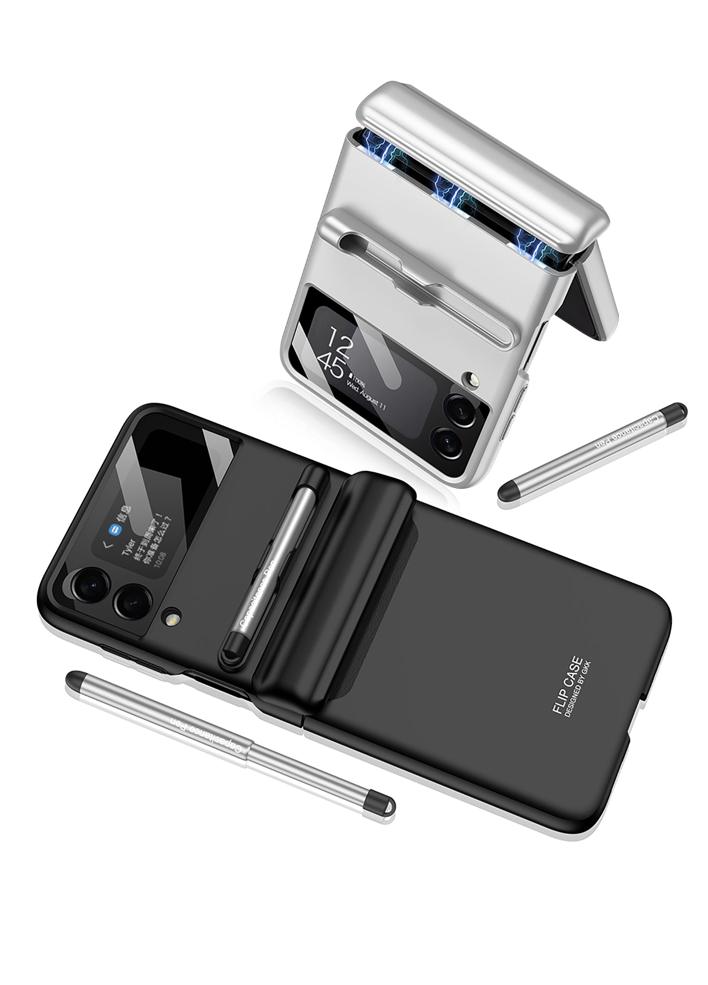Magnetic hinge Slim Case For Samsung Galaxy Z Flip 3 5G With Capacitive Pen Slot Plastic Phone Cover For Galaxy Z Flip3 Case
