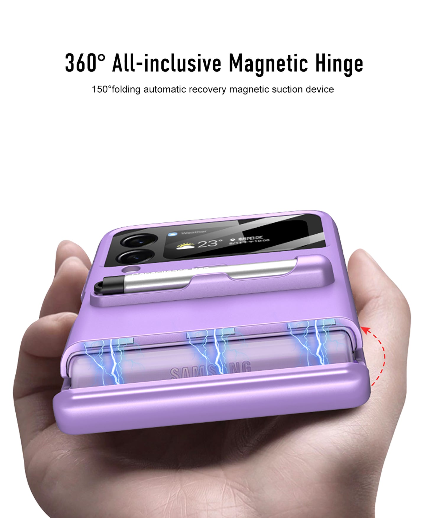 Magnetic hinge Slim Case For Samsung Galaxy Z Flip 3 5G With Capacitive Pen Slot Plastic Phone Cover For Galaxy Z Flip3 Case