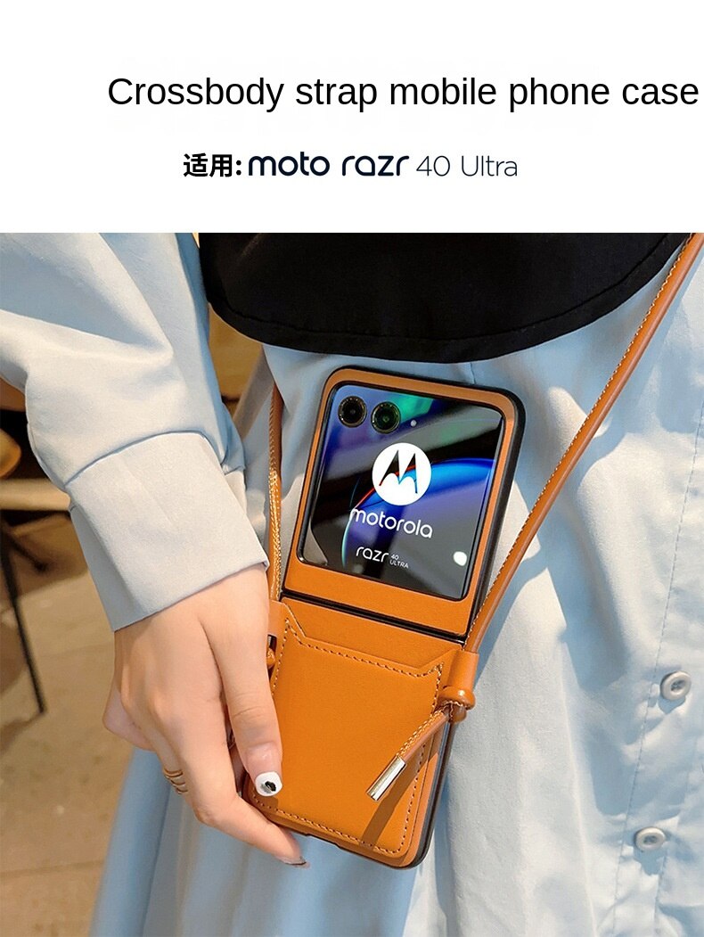 Luxury Simple Business Crossbody Lanyard Card Holder Phone Case For Motorola Razr 40
