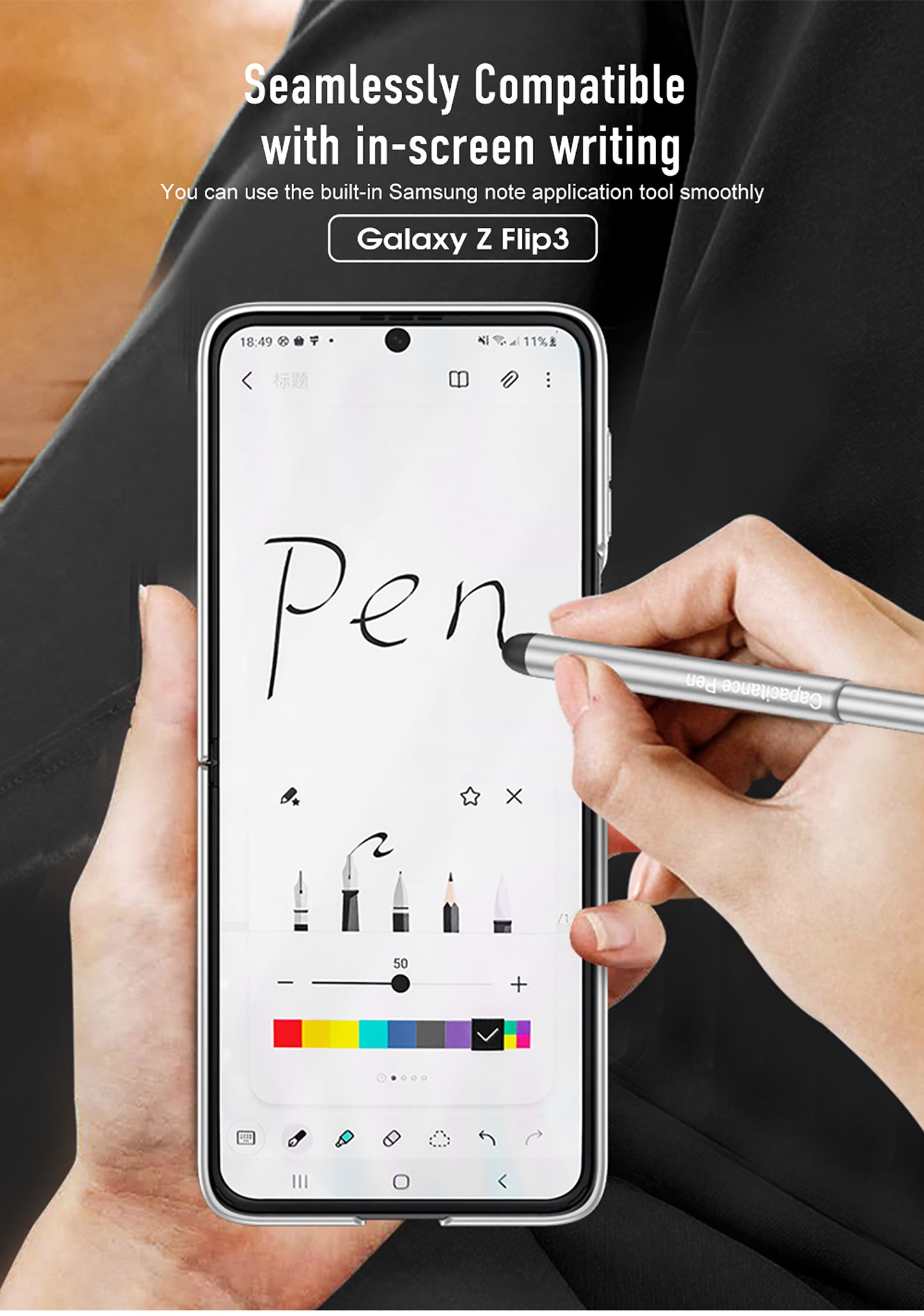 Magnetic hinge Slim Case For Samsung Galaxy Z Flip 3 5G With Capacitive Pen Slot Plastic Phone Cover For Galaxy Z Flip3 Case