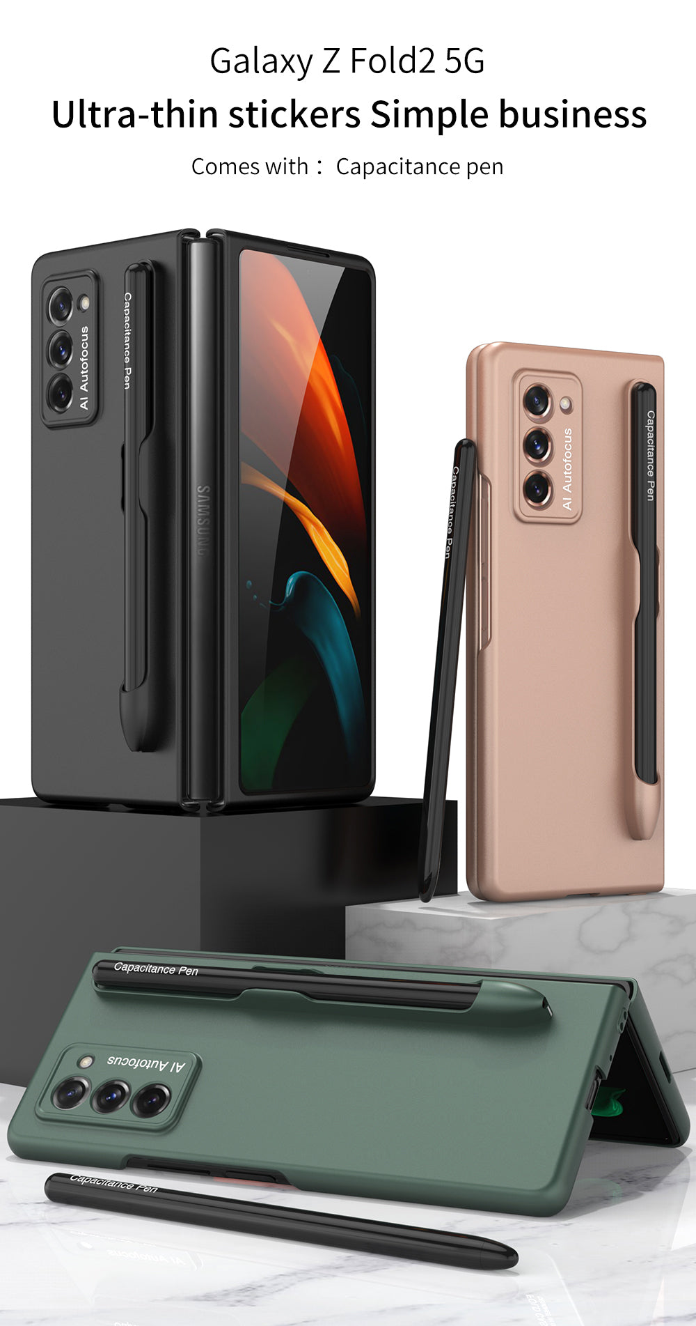 Ultra-Thin Plastic With Slot Case For Samsung Galaxy Z Fold 2 5G Anti-knock Phone Cover For Galaxy Z Fold2 Case Included Pen