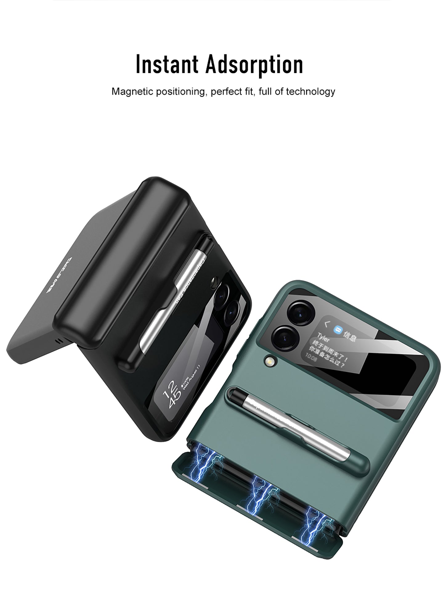 Magnetic hinge Slim Case For Samsung Galaxy Z Flip 3 5G With Capacitive Pen Slot Plastic Phone Cover For Galaxy Z Flip3 Case