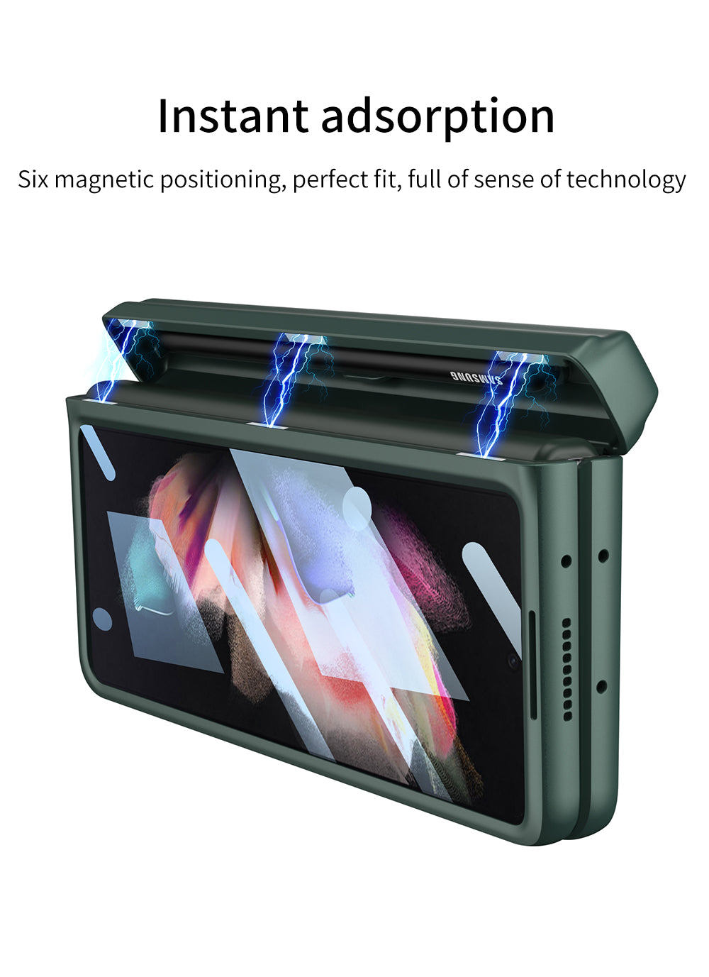 Magnetic All-included Pen Case For Galaxy Z Fold 3 Case Back Screen Glass Holder Cover For Samsung Galaxy Z Fold3