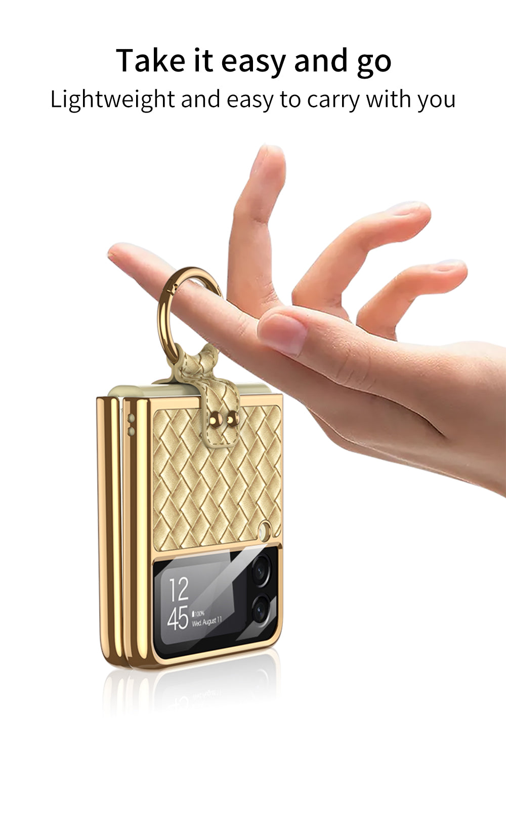 Electroplated Braided Leather Case For Samsung Galaxy Z Flip 3 5G Back Tempered Glass Phone Cover For Galaxy Z Flip3 Case