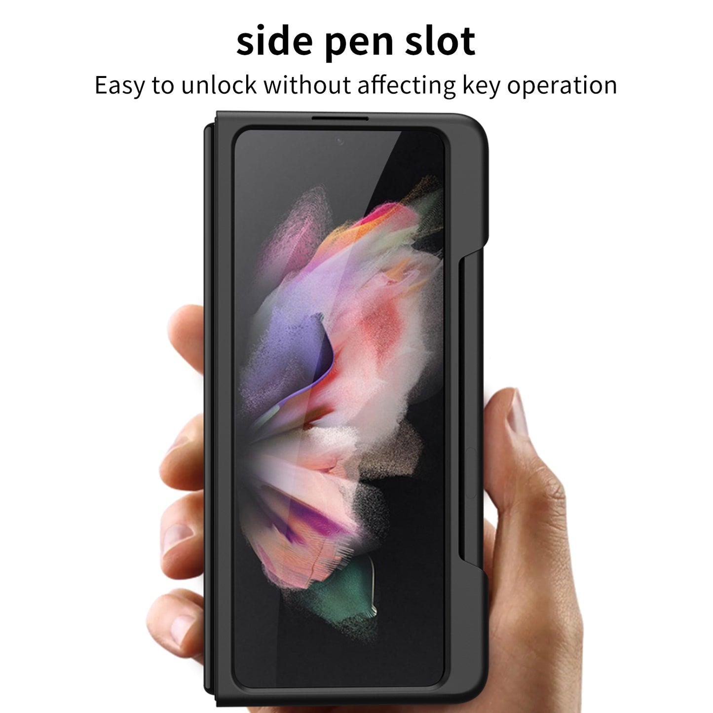 Ultra-thin Magnetic Stand Case For Samsung Galaxy Z Fold 3 5G With Edge Pen Slot Hard Phone Cover For Samsung Z Fold 3 Case