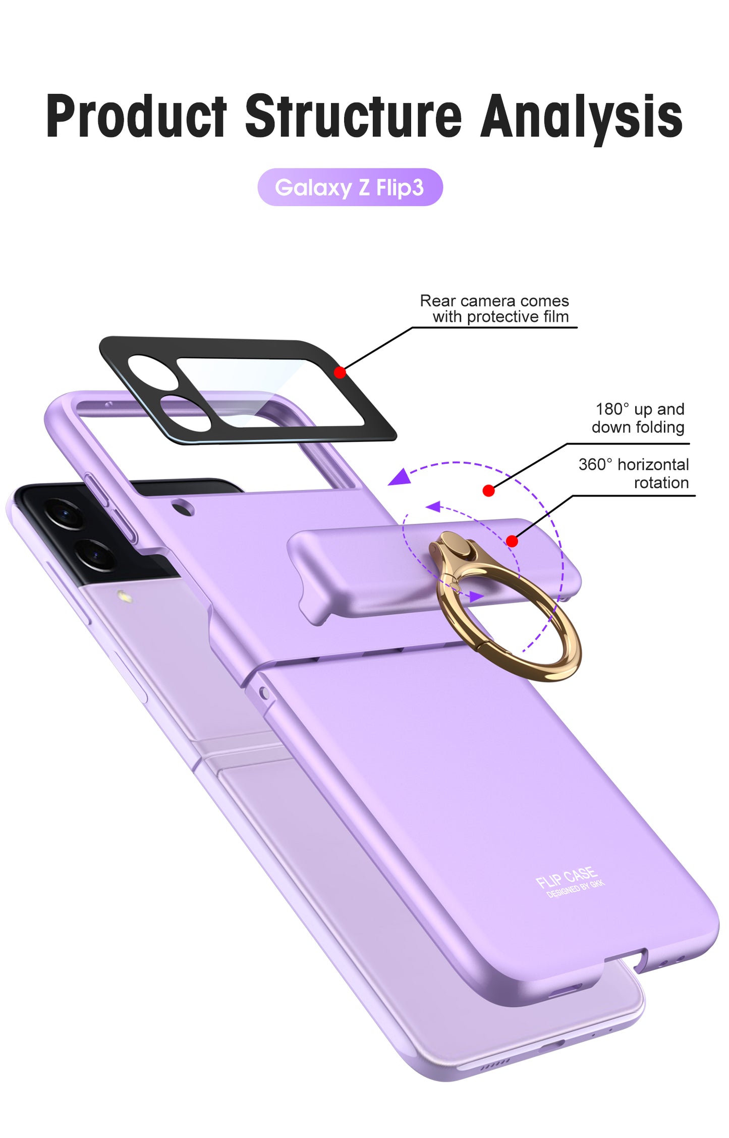 Magnetic hinges All-included Case For Samsung Galaxy Z Flip 3 5G Back Screen Glass Plastic Hard Cover For Samsung Flip3 Case