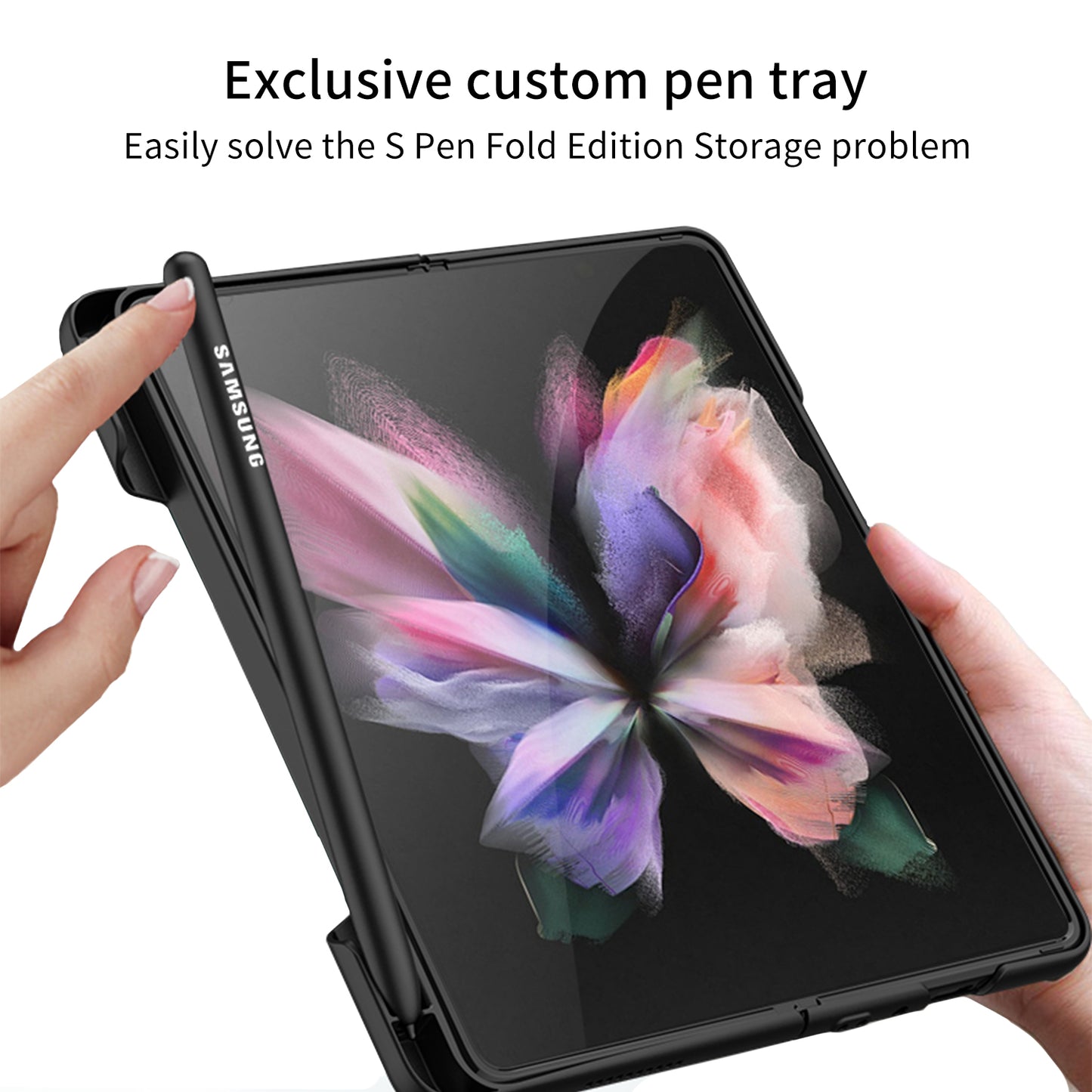 Ultra-thin Magnetic Stand Case For Samsung Galaxy Z Fold 3 5G With Edge Pen Slot Hard Phone Cover For Samsung Z Fold 3 Case