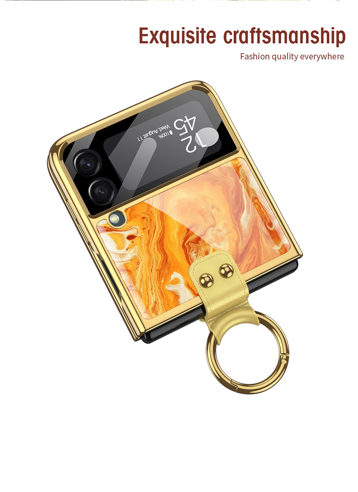 Painted Tempered Glass Ring Stand Cover For Samsung Galaxy Z Flip Fold 3 2 Case Plating Frame For Galaxy Z Flip3 Fold3 CASE