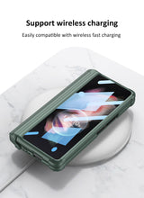 Carregar imagem no visualizador da galeria, Magnetic Hinge Frame Pen Case Cover For Samsung Galaxy Z Fold 3 All-included Tempered Glass Plastic Case For Samsung Z Fold3
