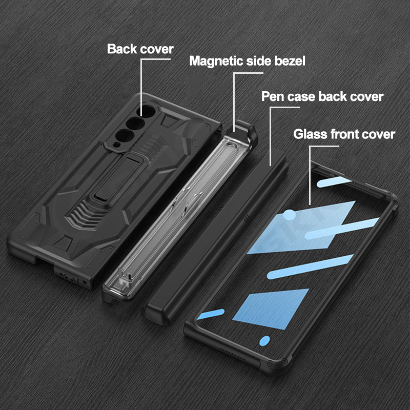 Magnetic Screen Glass Holder Cover For Samsung Galaxy Z Fold 3 All-included Slide Pen Case Plastic For Galaxy Z Fold3 Cover