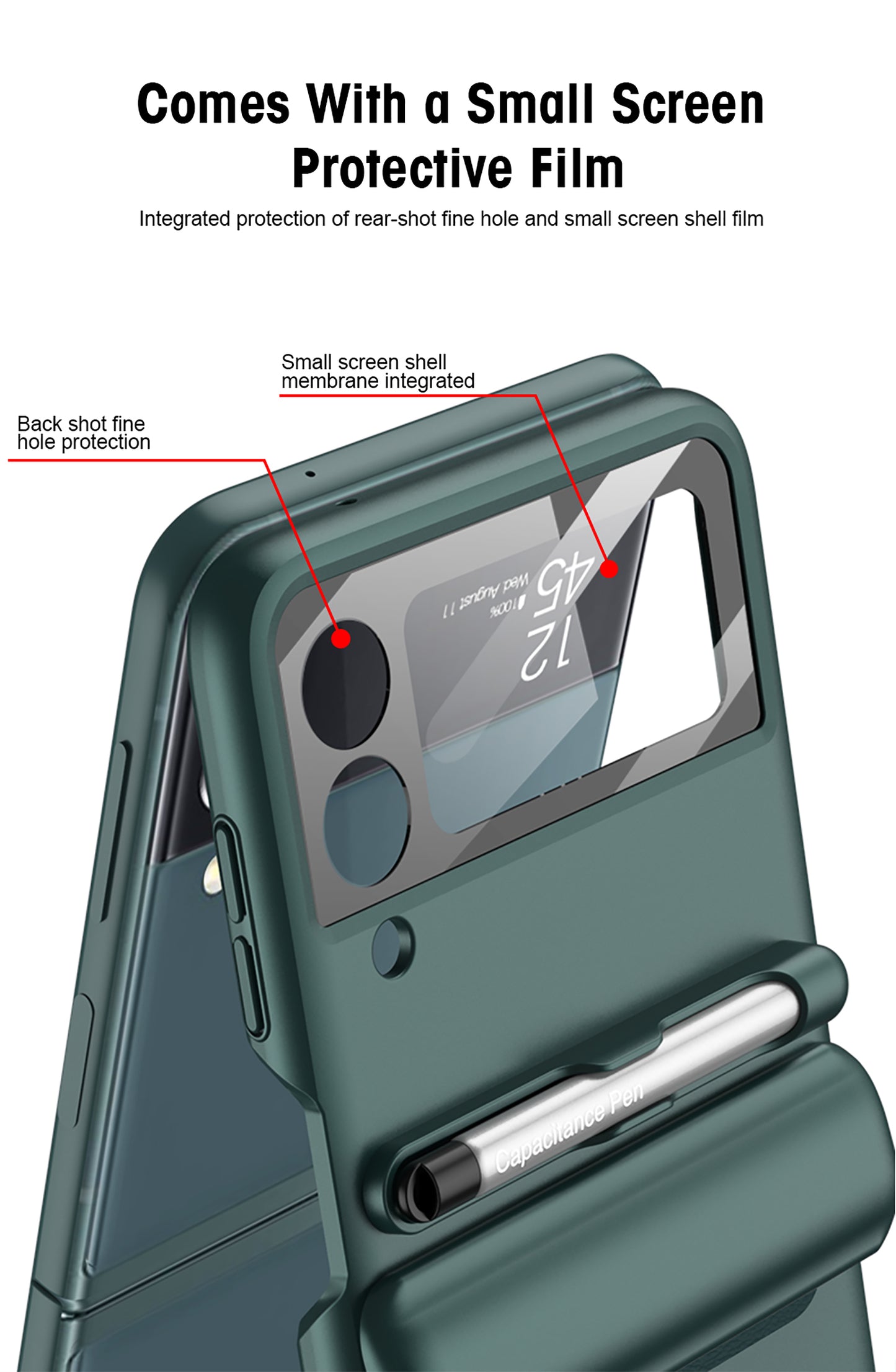 Magnetic hinge Slim Case For Samsung Galaxy Z Flip 3 5G With Capacitive Pen Slot Plastic Phone Cover For Galaxy Z Flip3 Case